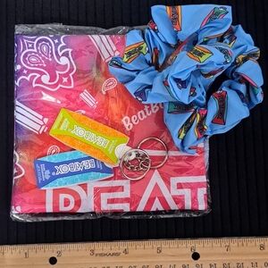 Beat Box Vibrant Accessory Set 2 Bandanas 2 Keychains 2 Scrunchies